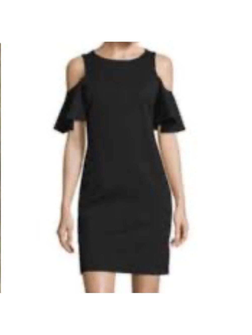 LIBBY EDELMAN Cold Shoulder Bodycon Little Black Dress Stretchy Size Small